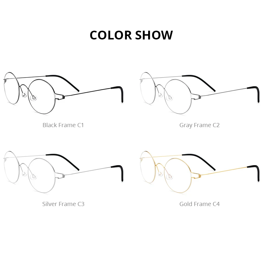 FONEX Screwless Eyeglasses Frame Men Women Round Morten Denmark Korean Glasses Frame Titanium Alloy Eyewear 98607
