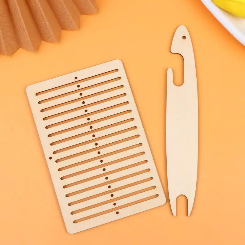 2Pcs/Set Weaving Loom Kit Wooden Belt Weaving Loom Weaving Shuttle Tools Arts Crafts For Backpack Strap Camera Strap Knitting