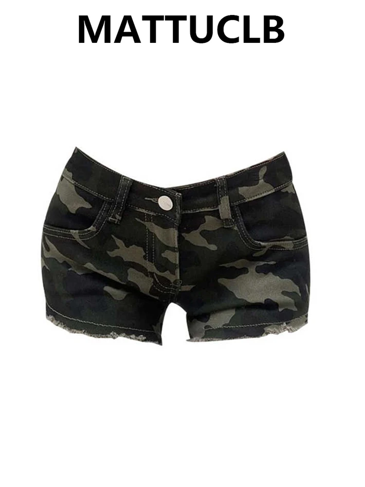 

Женские камуфляжные джинсовые шорты в американском стиле ретро с низкой посадкой Y2K 2000-х годов Kpop Jean Hot Pants Harajuku High Street Gyaru Sexy Korean Tide
