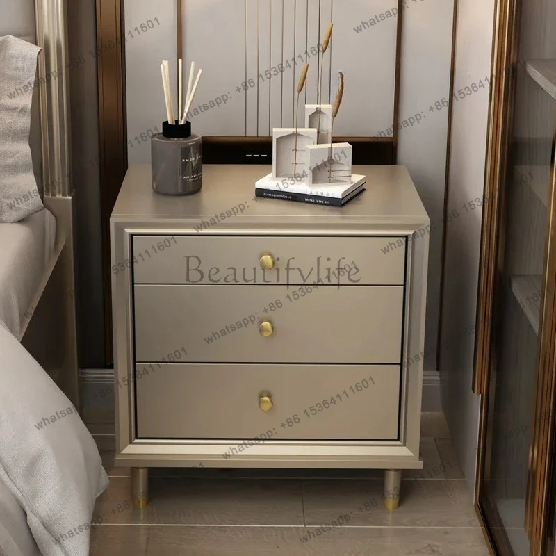 

yj5 Solid wood bedside table Locker Simple modern storage cabinet Household bedroom European white