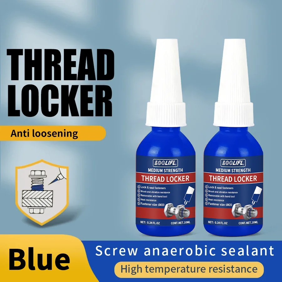 Best-selling 1-5pcs Threadlocker Blue Medium Strength Removable Anaerobic Adhesive for Screws and Nuts, Anti-Loosening and Corrosion-Resistant, 10ml-250ml