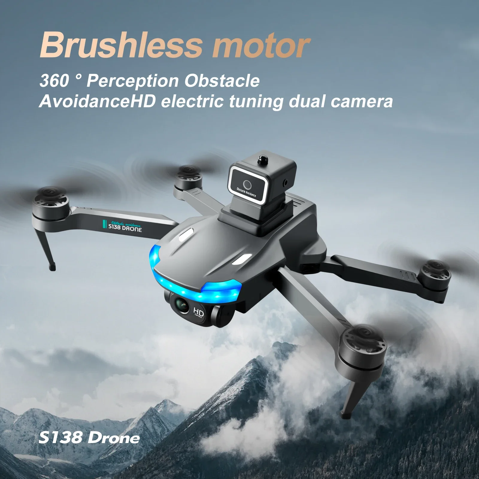 S138 GPS กล้องคู่ Dron 4K Professional 5G Wifi FPV 360 °   หลีกเลี่ยงอุปสรรคพับ Quadcopter RC โดรน ของขวัญของเล่นแบตเตอรี่คู่