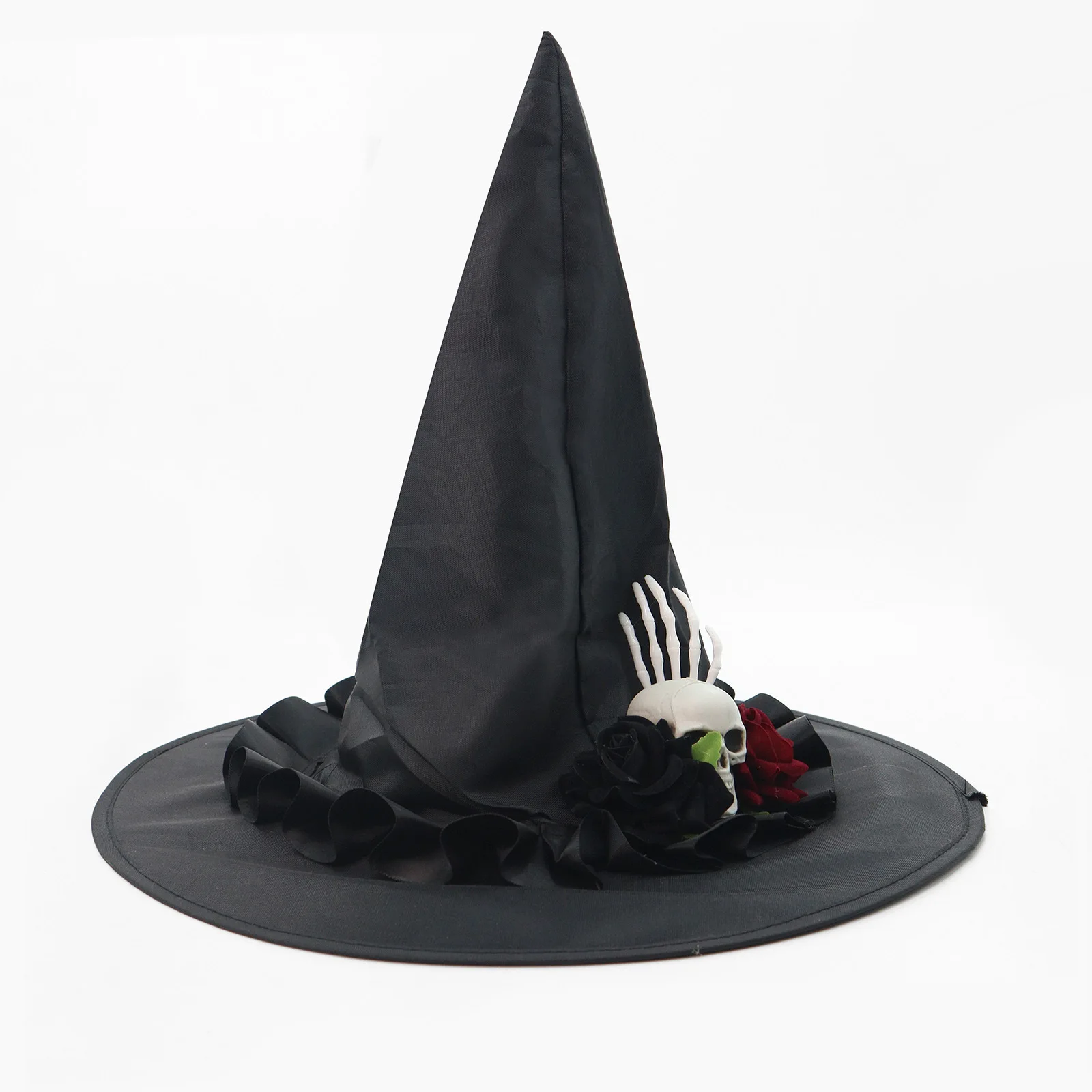 

Skull Hand Rose Applique Hat Folded Wizard Hat Halloween Witch Hat Comfortable For Masquerade Balls Theme Parties Festivals