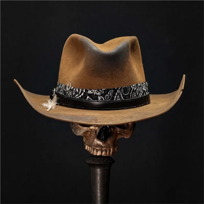 style wool felt hat solid color ribbon decorated