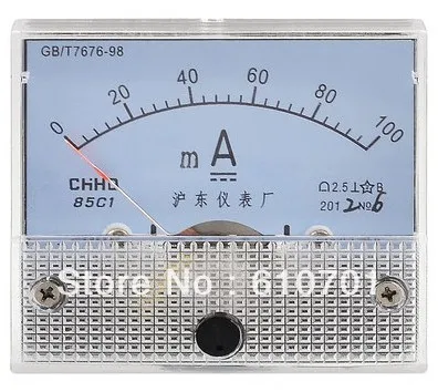 85C1 Plastic Class 2.5 Accuracy DC Milliamp Panel Analog Current Meter Gauge 0-100MA Electrical Measurement Low Power