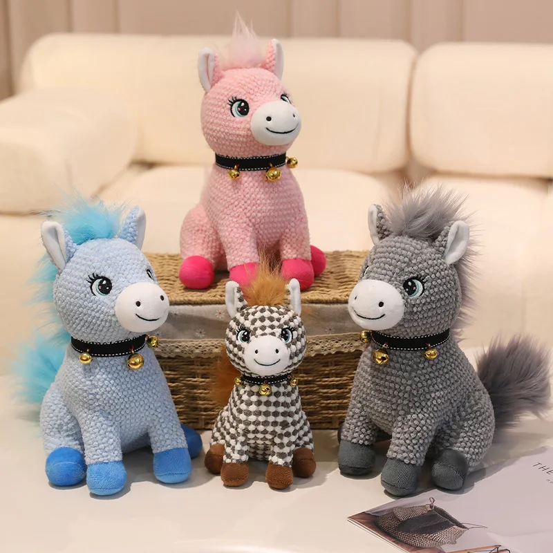 

22/30cm Kawaii Horse With Bell Plush Toys Soft Stuffed Huggable Horse Dolls Animal Acompany Toys Children Girl Birthday Gifts