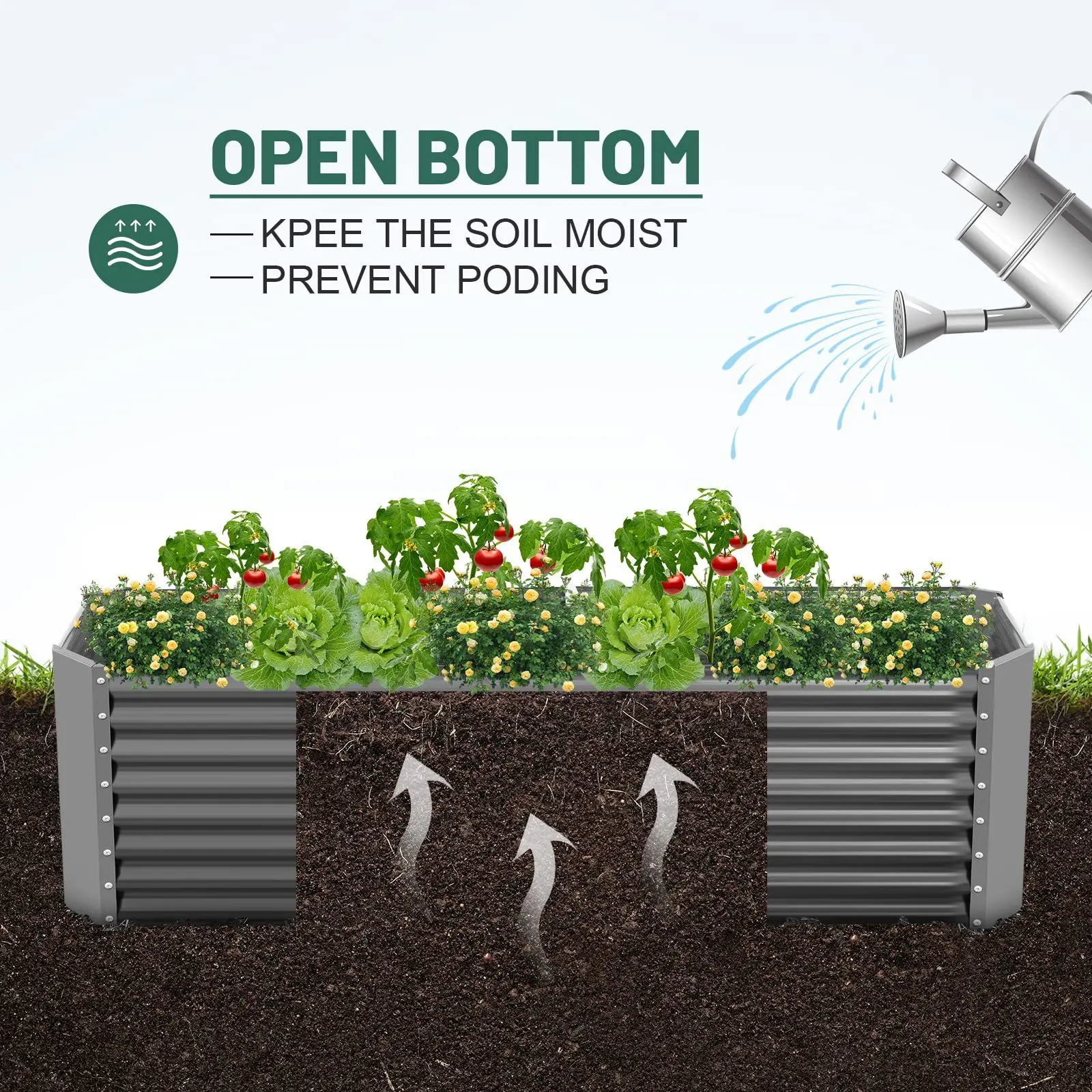 2024 Hot Sale Deep Root Box Planter For Vegetables Best Choice Products Metal Raised Garden Bed