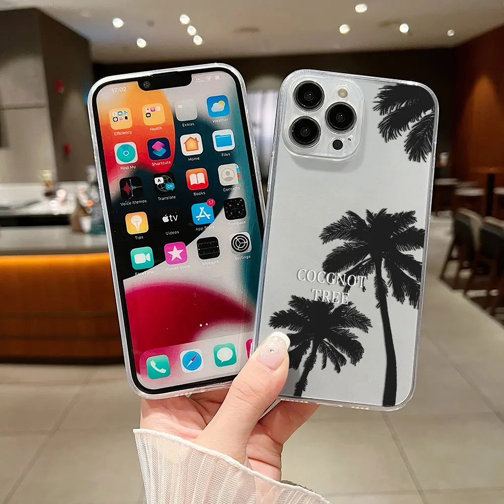 Summer Ins Coconut Tree Phone Case For OPPO Reno 12F 12 7 11 11F 10 2F 4 8 8T 8Z 7Z 7 6Z 6 5 F21 Pro Plus 4G 5G Clear Soft Cover