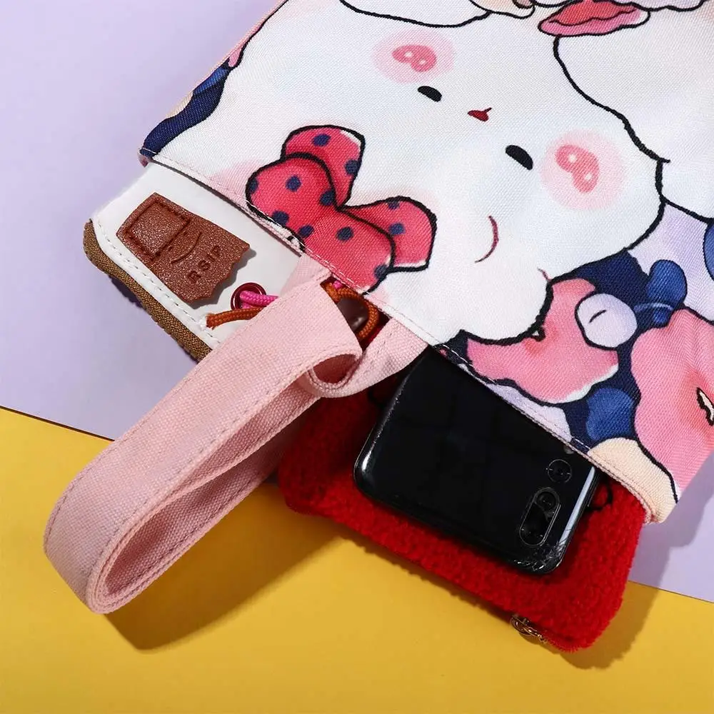 Foldable Rabbit Cartoon Canvas Bucket Bag Dog Cat Rabbit Handbag Lunch Bag Tote Bag Dog Lunch Bag Travel