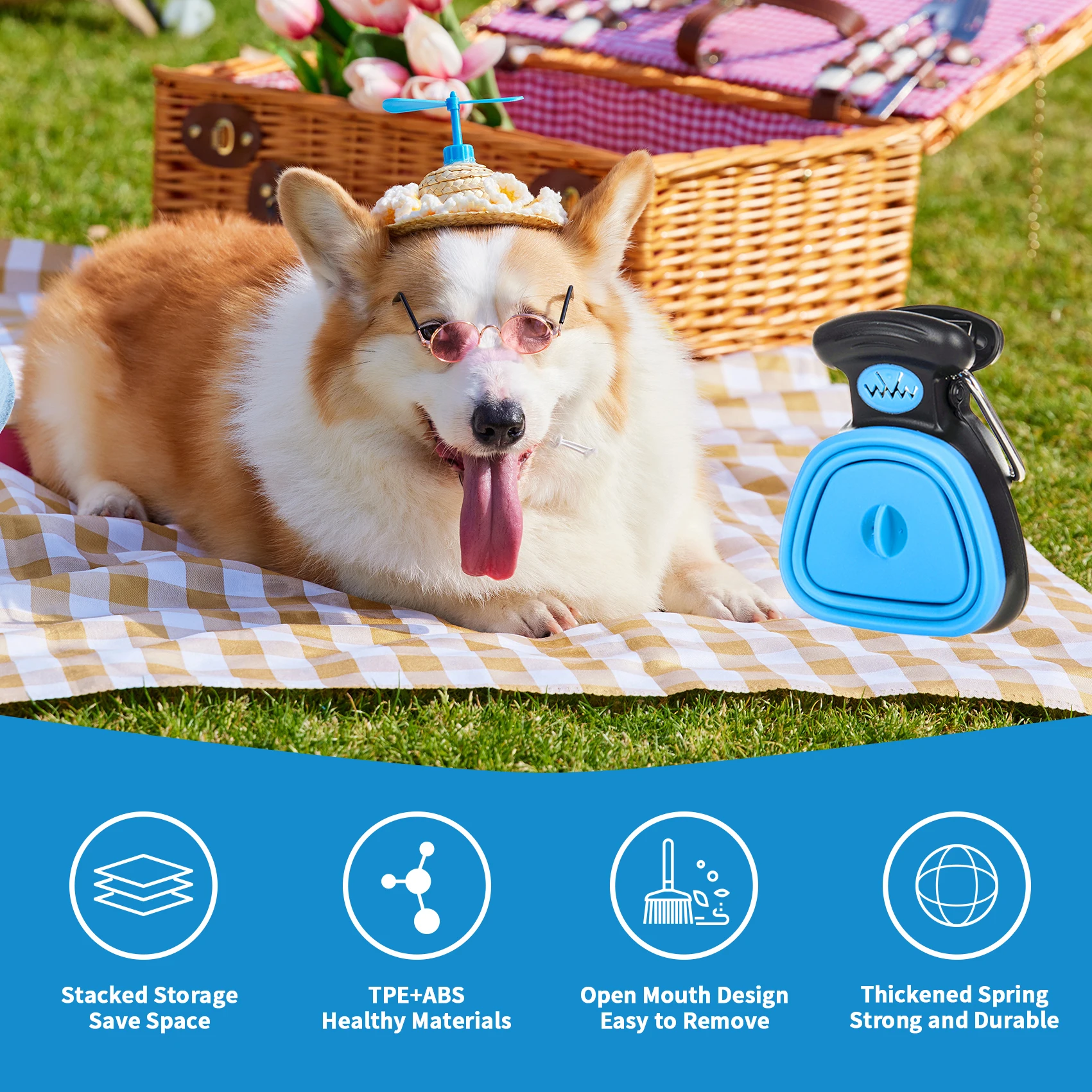 Foldable Dog Poop Scooper Set with Decomposable Bags, Portable Outdoor Waste Picker For All Size pets Travel Waste Clean Up Kit