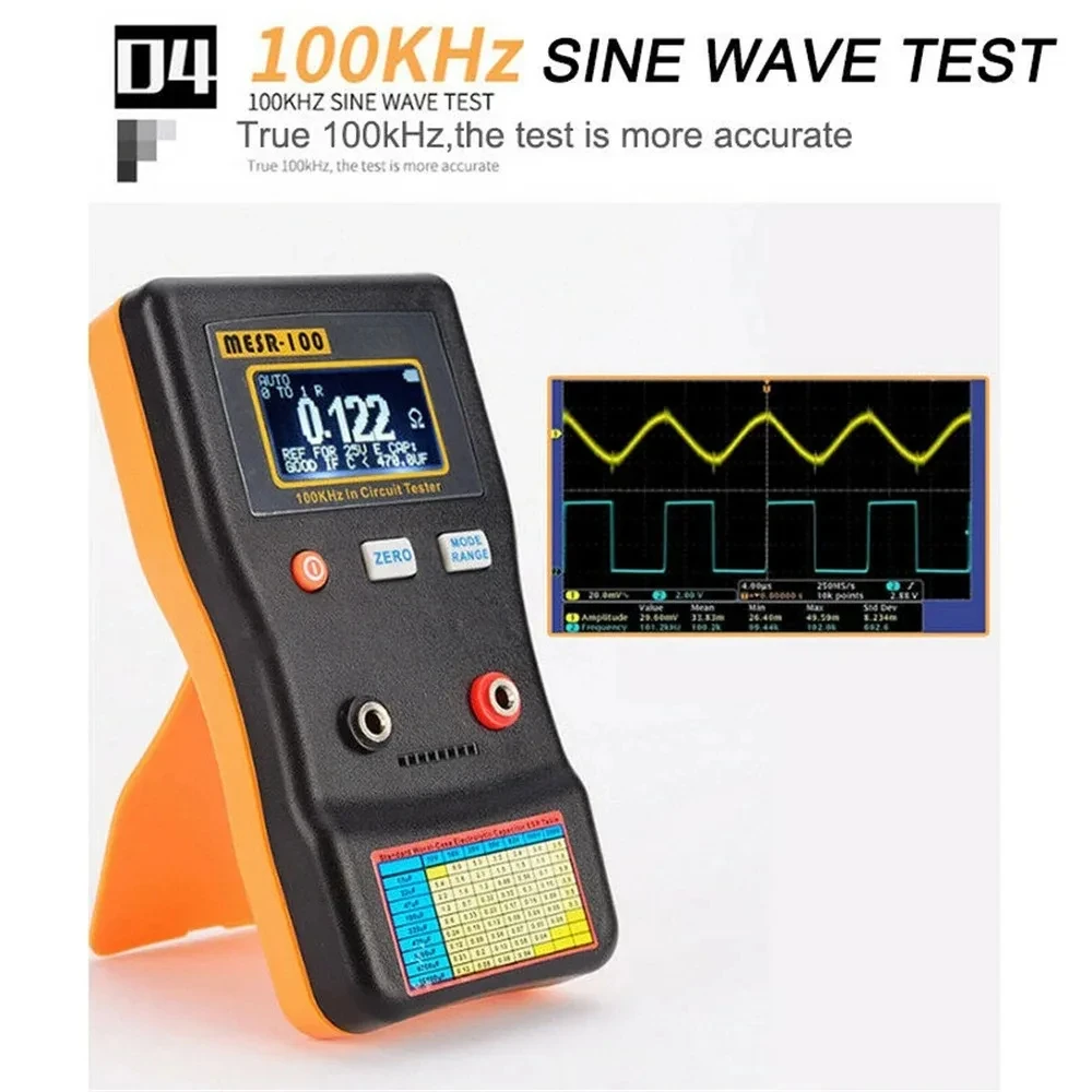 ESR الجهد متر فاحص السعة أوم MESR-100 V2 0.001 إلى 100R المقاومة متر المهنية السيارات المدى مكثف