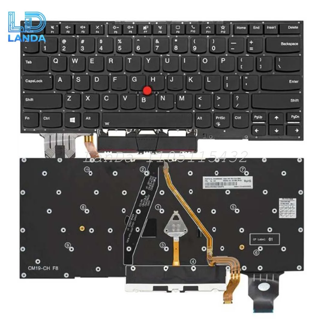 

Laptop Keyboard For Lenovo ThinkPad X1 Carbon 8th Gen 2020 US Backlit with Point