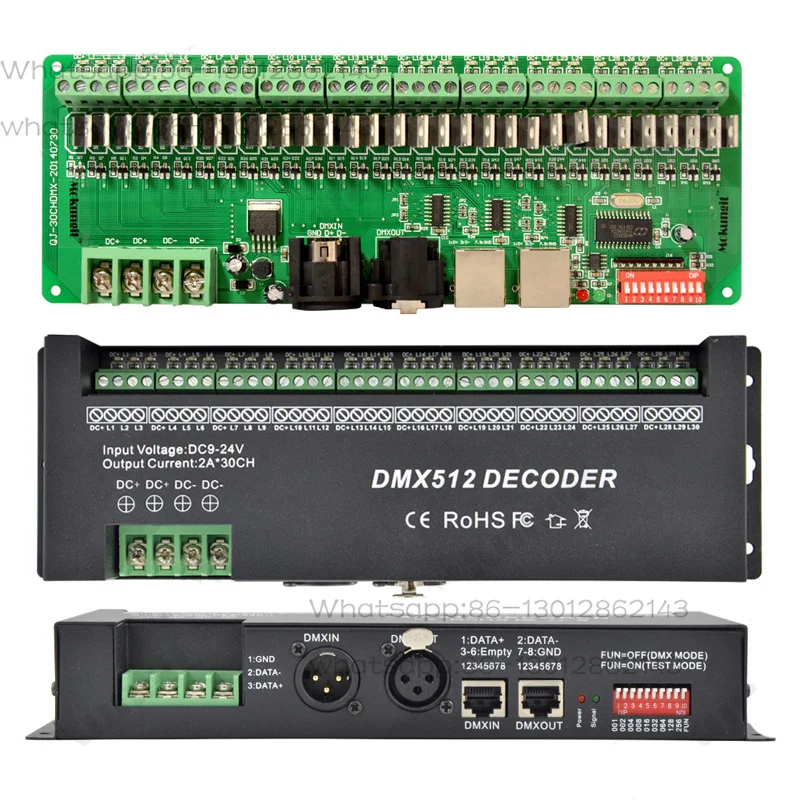 30 Channel 30CH DMX 512 LED RGB Strip Controller DMX512 Decoder Dimmer Driver DC9V-24V
