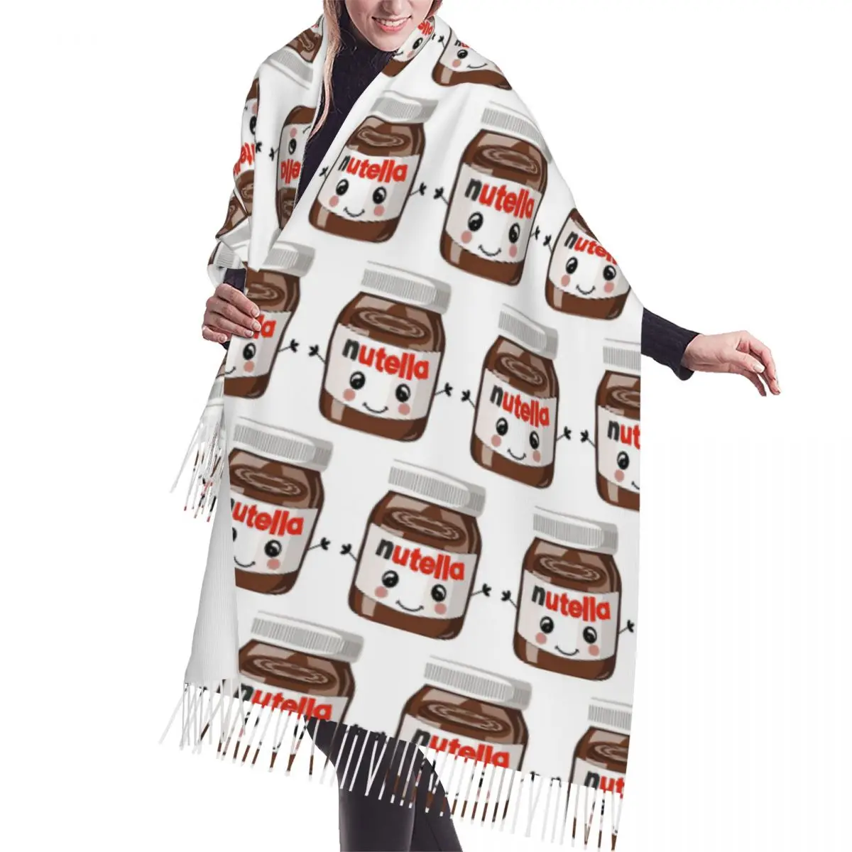 

Nutella Cutie шарф с кисточками шарфы для женщин мягкие теплые шали и накидки большая осенне-зимняя шаль