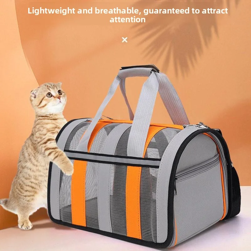 

Portable Dog Carrier Bag Breathable Summer Outing Needle Crossing Small Medium Size Dog Cage Net Crossbody for Traveling