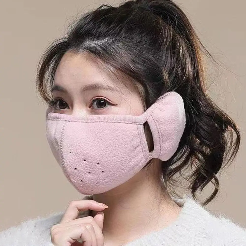 Women Female Breathable Windproof Fleece Mouth Cover Ear Warmer Cold-proof Earmuffs Warm Masks