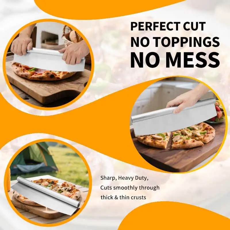 قاطعة البيتزا الفاخرة - شفرة حادة من الفولاذ المقاوم للصدأ ومقبض مريح. آمن للاستخدام في غسالة الأطباق للشرائح المثالية في كل مرة!