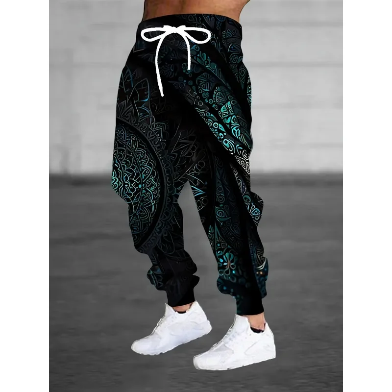 2026 Men's 3D Luxury Pattern Printed Sports Trousers Drawstring Pocket Casual Comfortable Home Pajama Pants Fashion Design