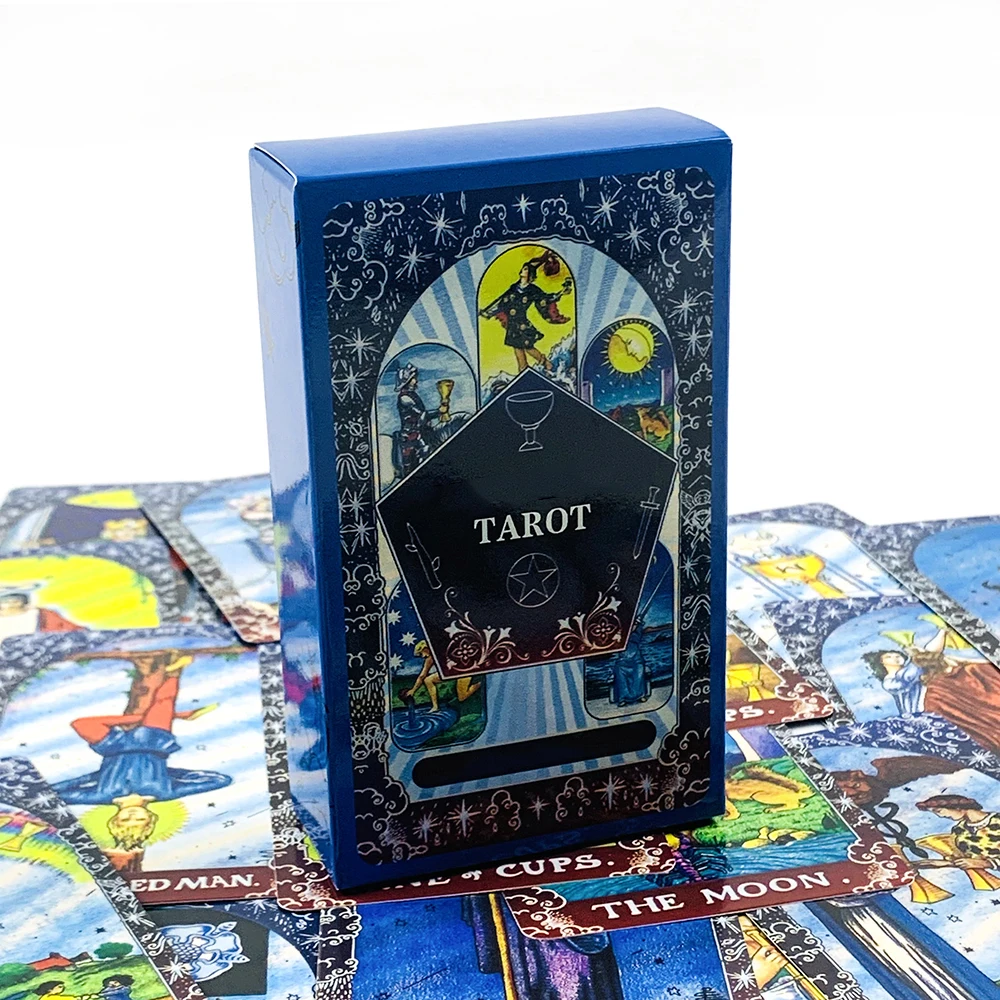 Blue Tarot Cards Family Gathering Board Games Classic Design For Beginners & Pros, Ideal For Meditation & Spiritual Practices