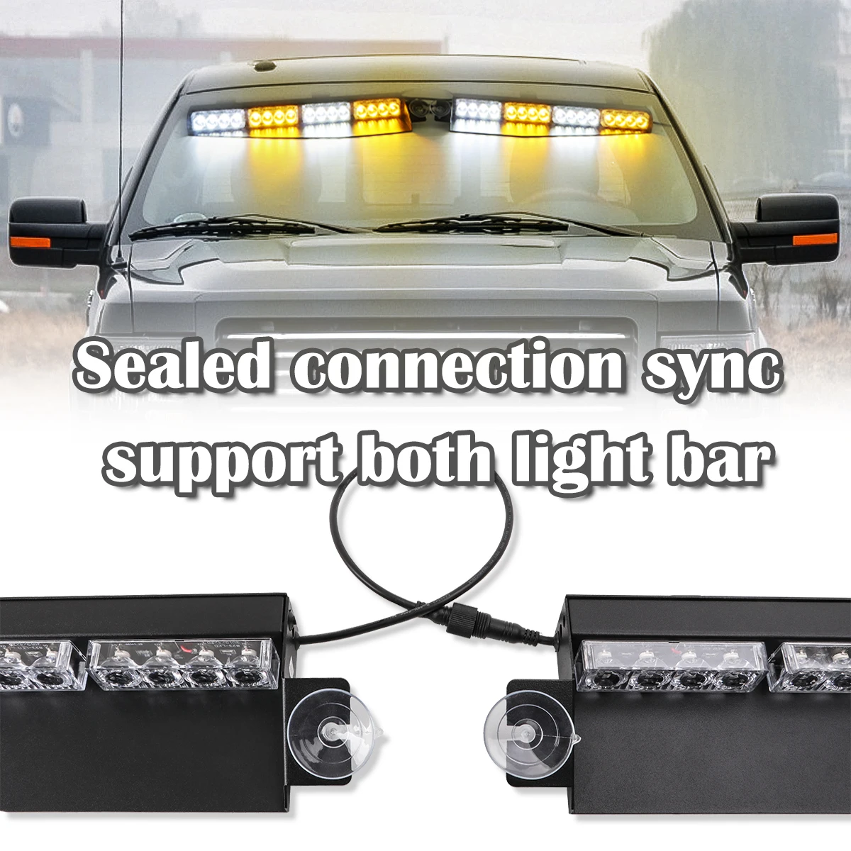 32 LED Emergency Strobe Lights Visor Safety Warning Hazard Dash Windshield Light for Volunteer Vehicles Trucks