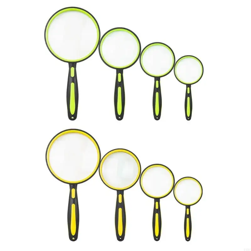 

45BE Optical Glass Handheld Magnifier with Comfortable Nonslip Rubber Handle 5-10X Glass for Senior Reading