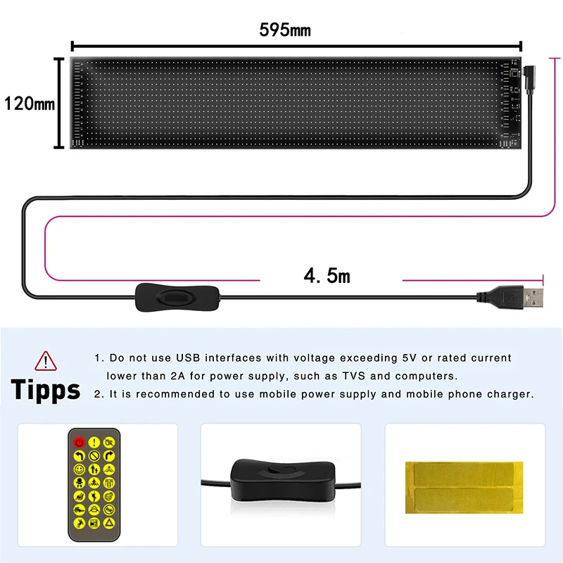 Car Smart Matrix Pixel Panel Truck Eyes LED Display APP Customizable DIY Text Pattern Animation Advertising Programmable Decor