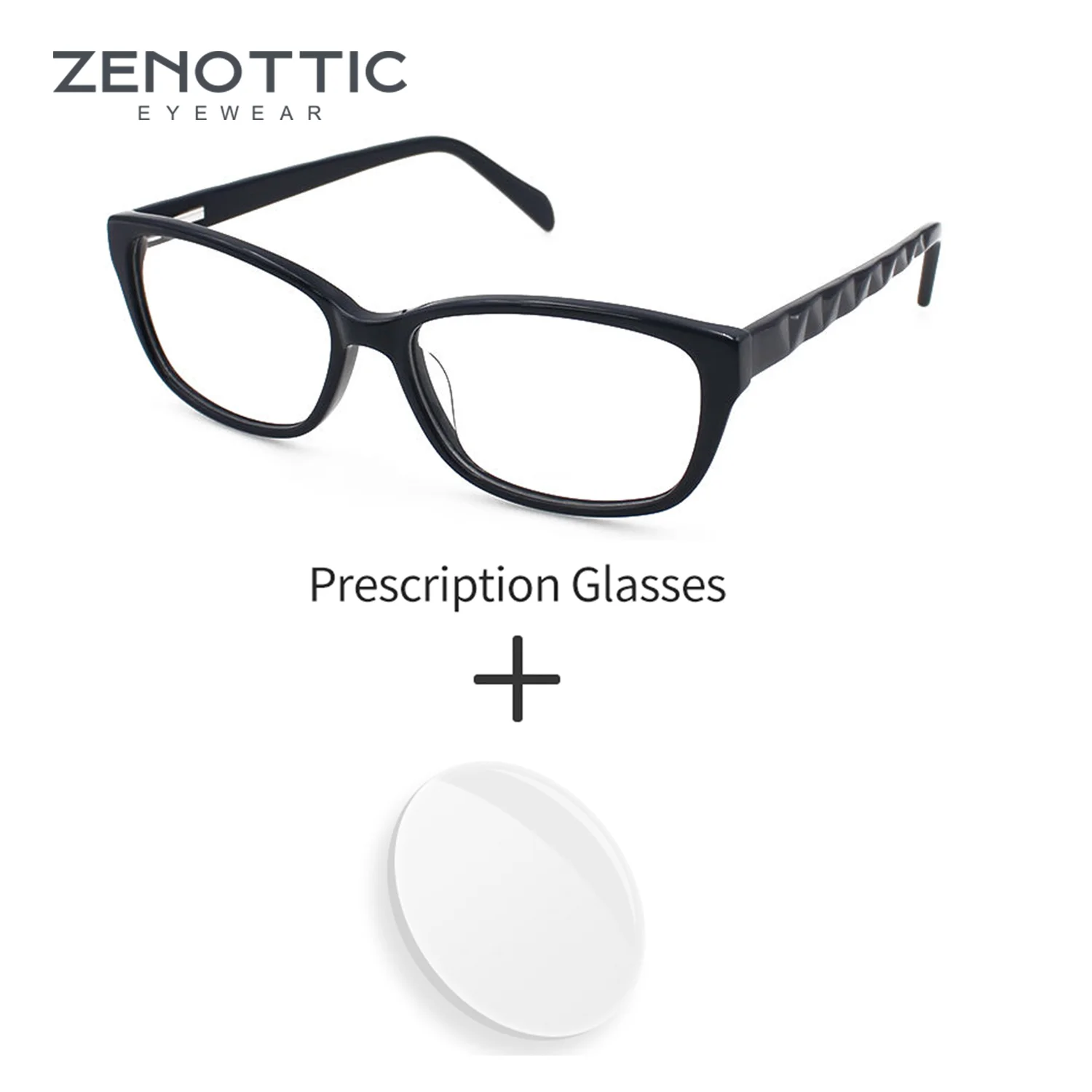ZENOTTIC Italian Refined Rectangular Full-Rim Prescription Glasses Men Women, Acetate Lightweight/Anti-Blue Light Myopia Glasses