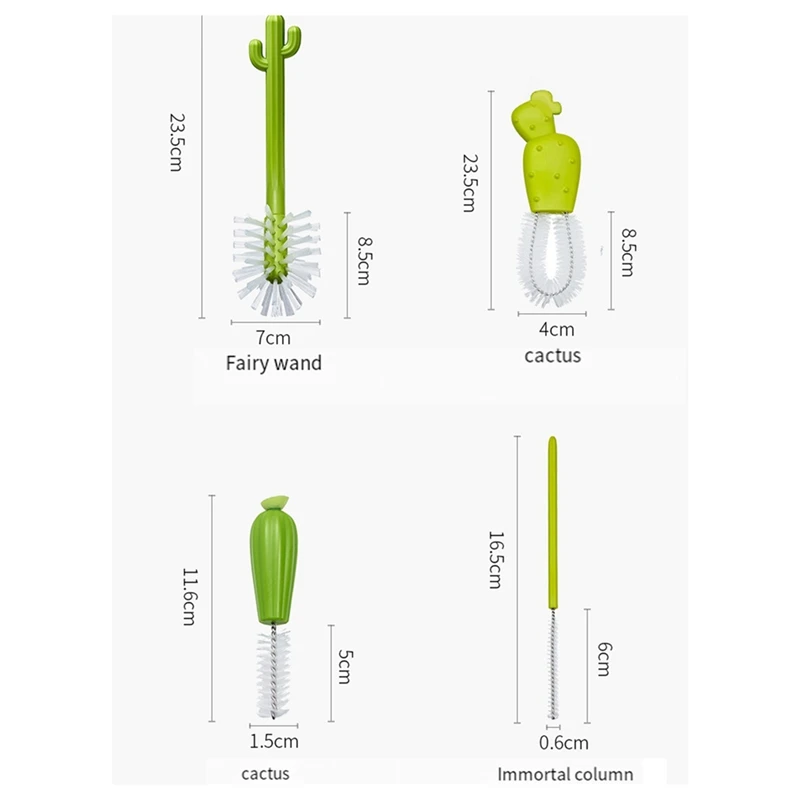 Cepillo de botella de Cactus, cepillo de paja, Juego de cepillos de limpieza multifuncional, limpieza de ángulo completo, fácil de usar