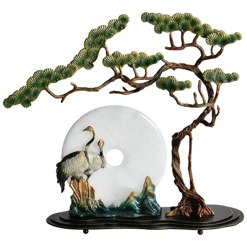 Crane welcome pine enamel ornaments, living room entrance office lucky decorations, high-end housewarming, new home opening