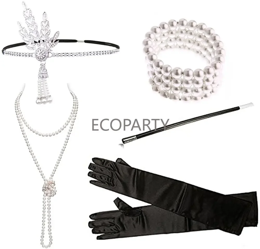 Damen Phantasie Kleid Flapper Roaring Charleston Mädchen Zubehör Gatsby 1920s ecoparty anime cosplay frauen sets