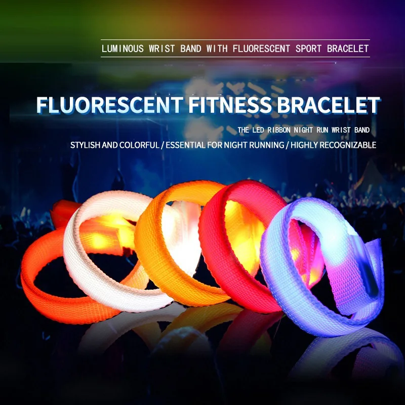 LED Luminous Bracelet outdoor running luminous bracelet light  Halloween Party Concert Prop Night Safety Armband Bracelet