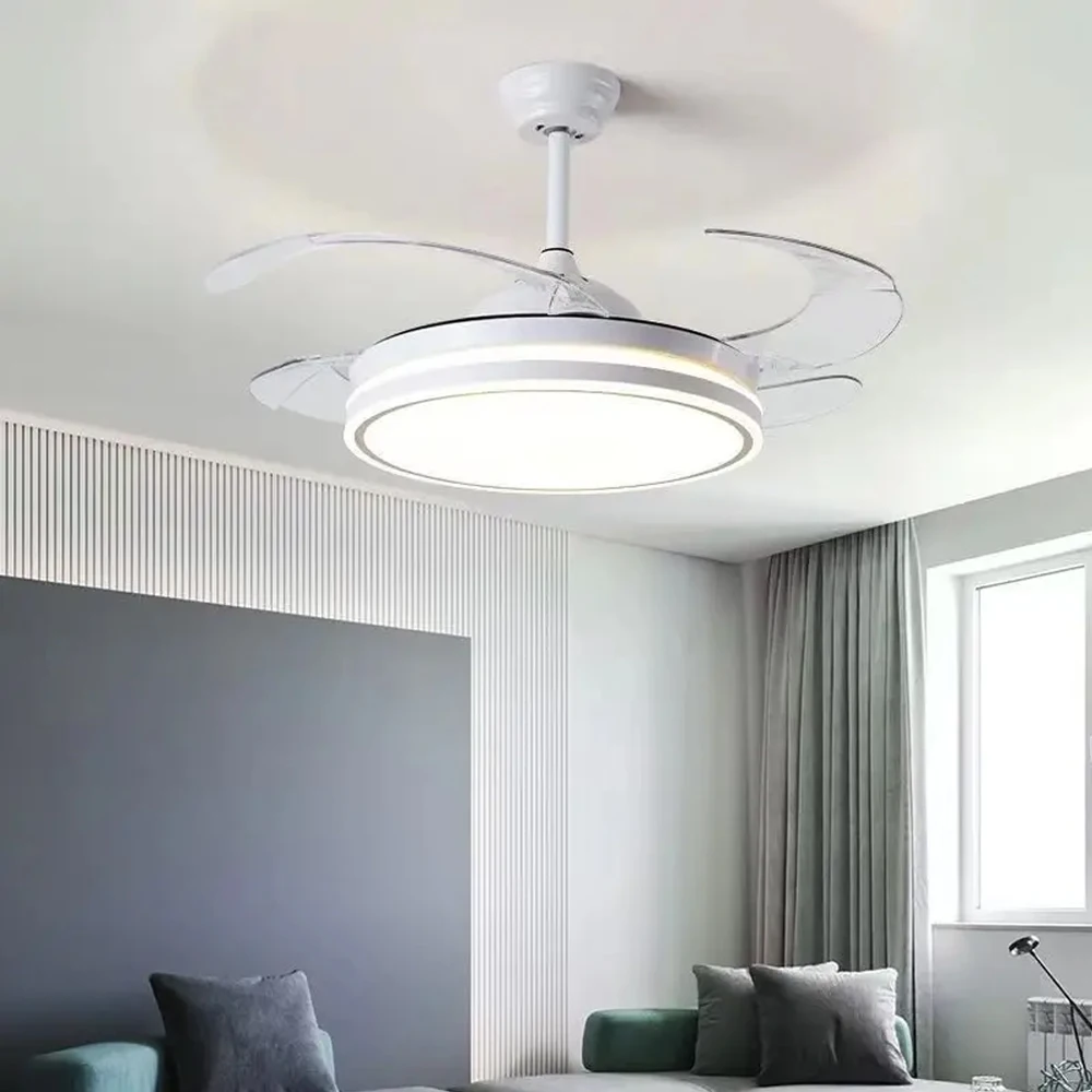 、Invisible Fan Light 2024 New Ceiling Fan Light Large Wind Power Household Living Room Restaurant Bedroom Electric Fan Chandelie