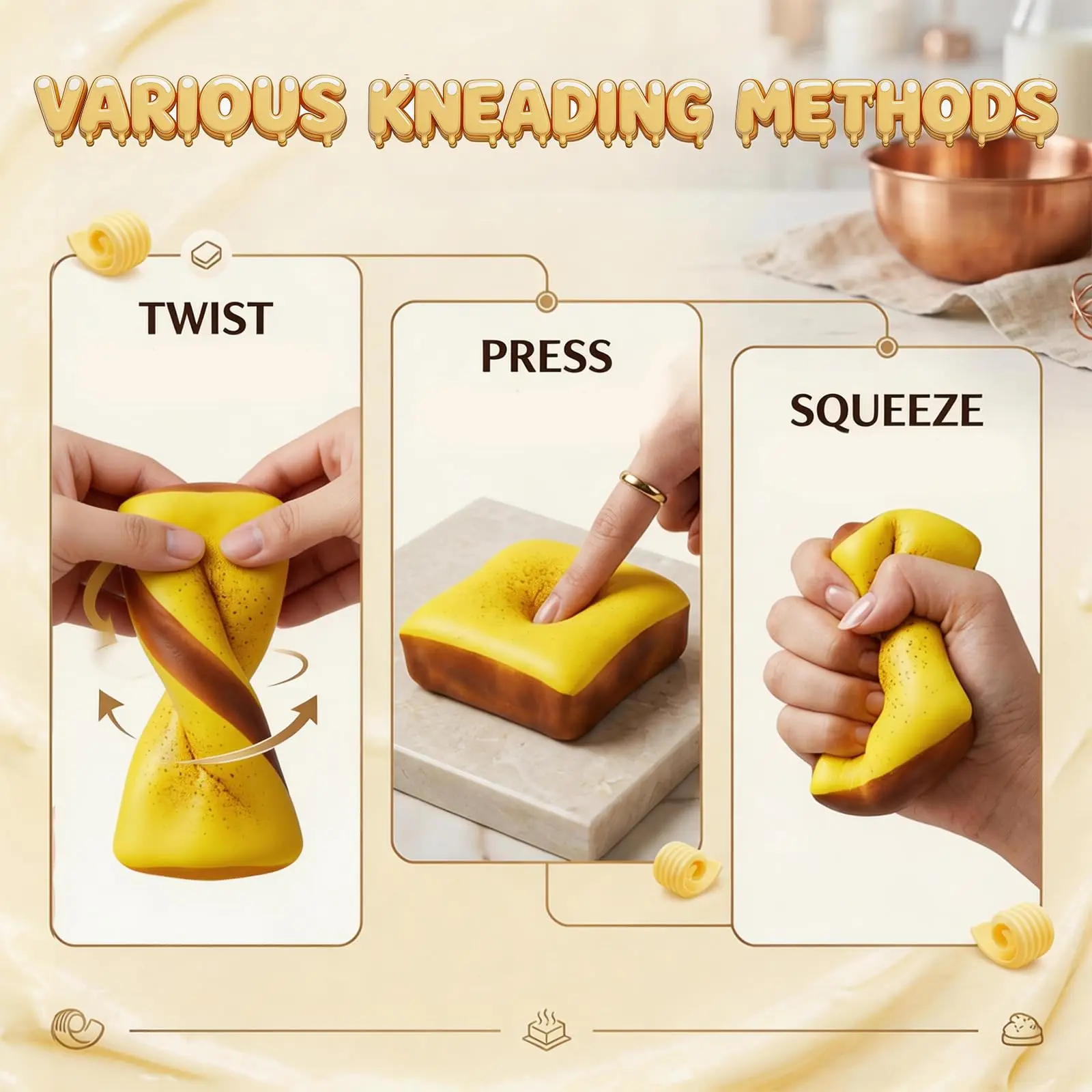 Hot Simulation Soft Toast Stress Relief Squishy Toy Squeeze Slow Rising Anxiety Soft Bread Slow Rebound Party Birthday Gifts