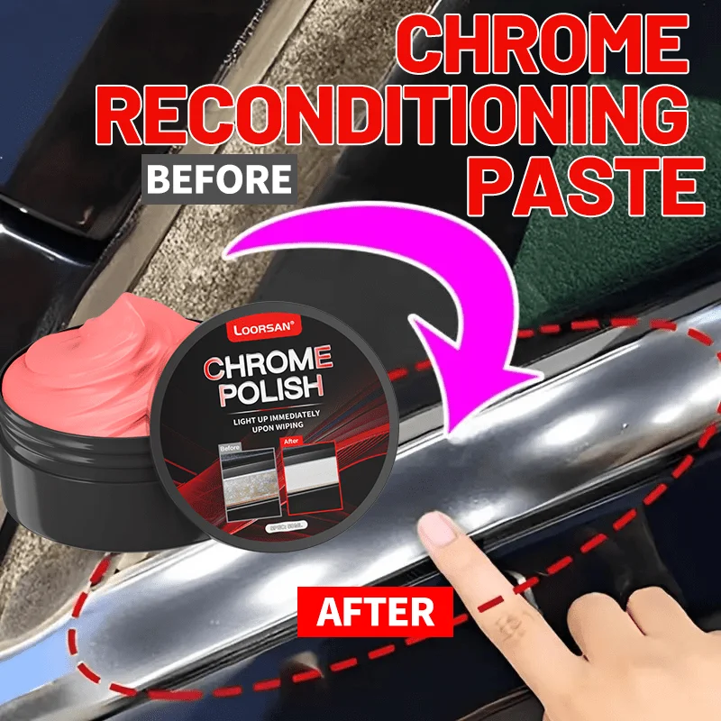 For updating chrome oxide trim and automotive chrome parts repair paste with sponge for polishing and enhancing chrome finish.