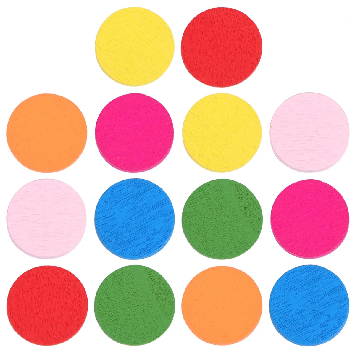 50pcs Round Wood Piece Colorful Disc Learning Tools Pupils Mathematics Teaching Aids for Kid Child Girl (Mixed Color)