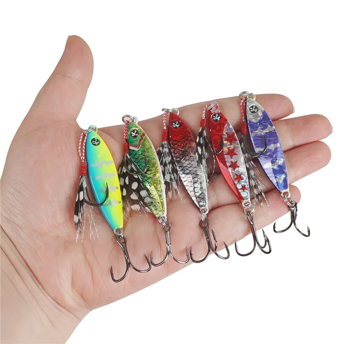 

5PCS Metal Jig Bass Lure 10G 14G 20G Cast Jigging Fishing Spoon Lures Saltwater Fishing Jigs Trout Walleye Fishing bait