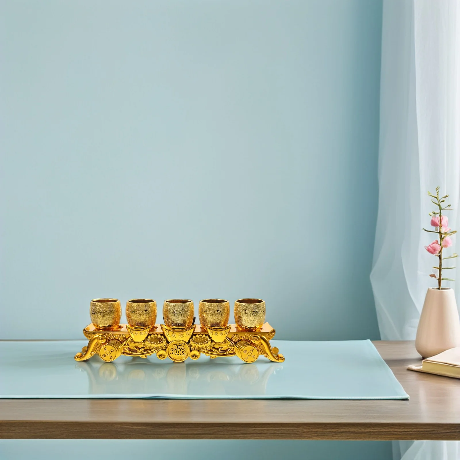 2 مجموعة الذهب الكاليس الصغيرة البلاستيك أكواب النبيذ التضحية مجموعة مذبح للمعبد المنزل العبادة أكواب الزخرفية Chalice