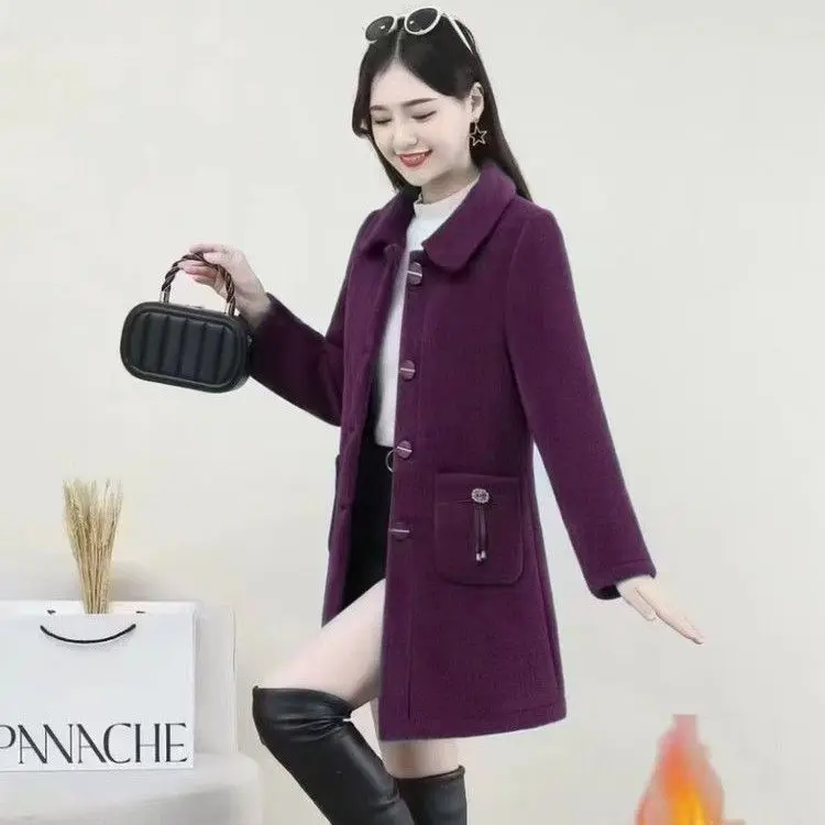 

New Mink Coat Female Mid-Elderly Mother Whole Mink Fur Mid-Long Parka Mother Mink Velvet Coat Imitation High-end Fur Coat TS686