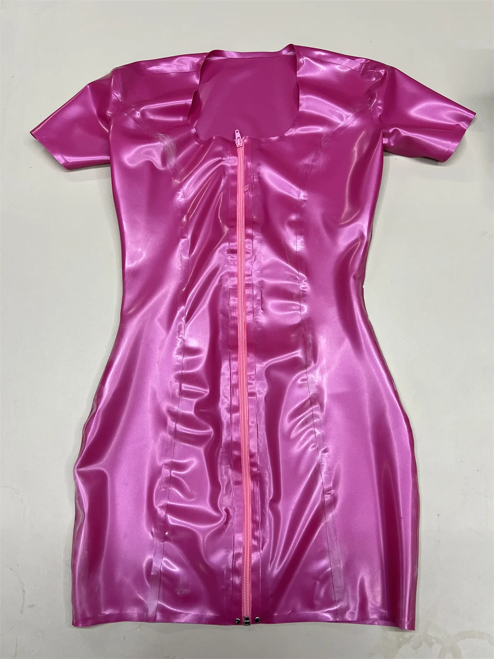 Shiny Fashion Style Bodycon Mini Dress with Front Zipper Custom