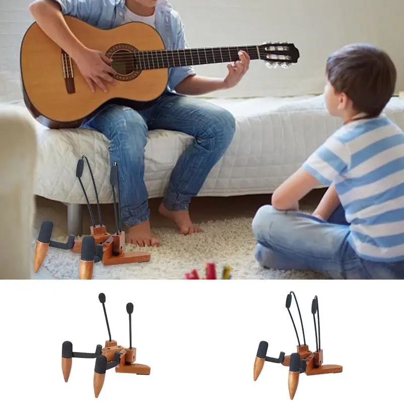 Hardwood Folding Guitar Stand Foldable Guitar Hanger Guitar Stand Secure Guitar Wall Hangers Guitar Accessories Sturdy Design