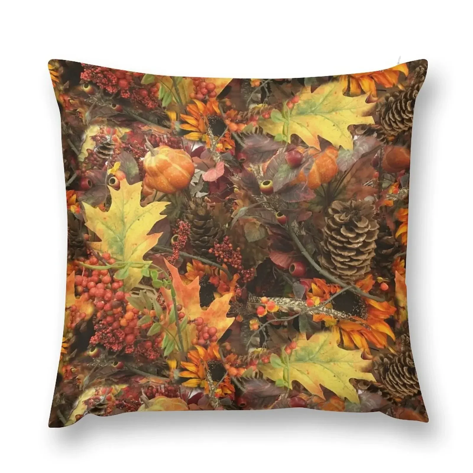 

Autumn Pine Cones and Fall Leaves Throw Pillow Cushions Cover christmas cushions covers home decor items pillow