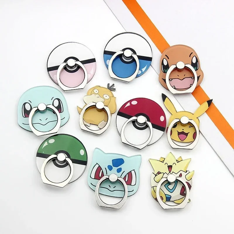 Pokemon Fingerring Handy halter 360 drehbarer Stand griff Anime Pikachu Pokeball Bulbasaur Telefon zurück Aufkleber Pad Halterung