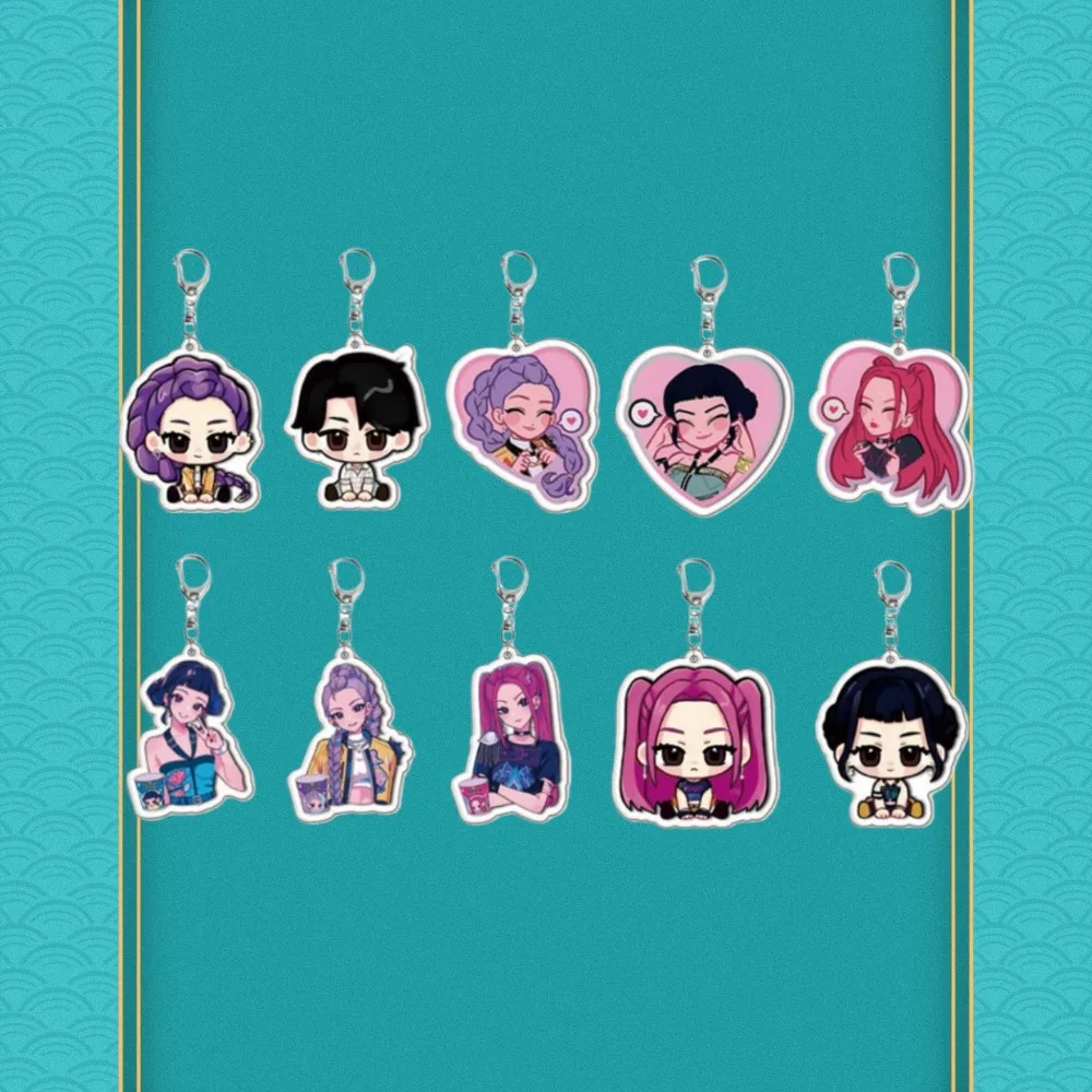 

Anime Kpop Demon Hunters Acrylic Keychains for Accessories Jewelry Rumi Zoey Jinu Mira Huntrix Saja Boys Backpack Pendant Gift