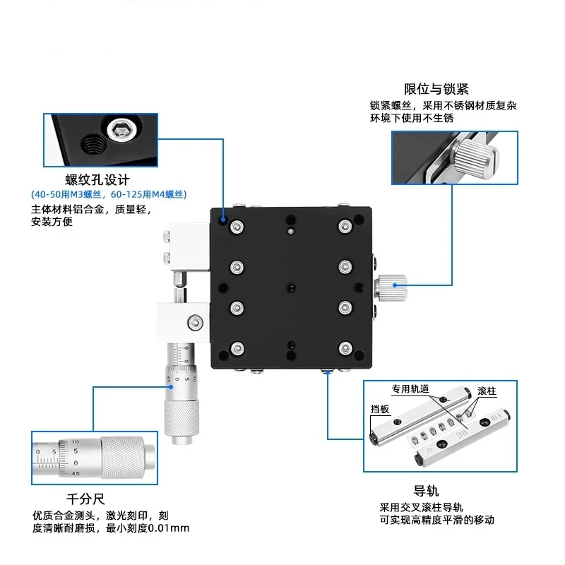 X Axis LX25-125 Trimming Station Manual Displacement Platform Linear Stage Sliding Table LX125-C LX125-L LX125-R Cross Rail New