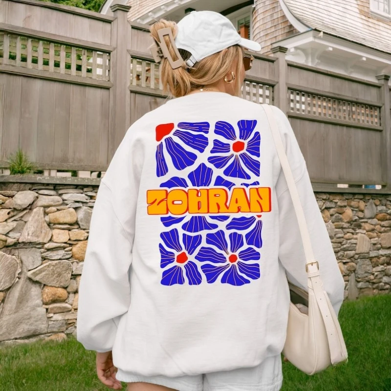 Camisa Zohran Mamdani, NYC Mayoral Race Win Celebration Retro Floral Liberal Otoño e Invierno Ashion Sudadera térmica de manga larga
