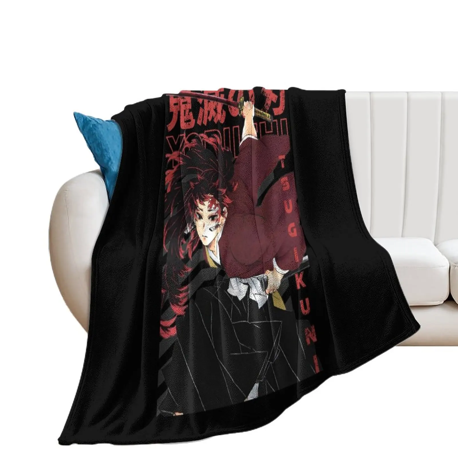 

Yoriichi Tsugikuni Demon Slayer Throw Blanket Luxury Throw Hairy Luxury St Vintage Blankets