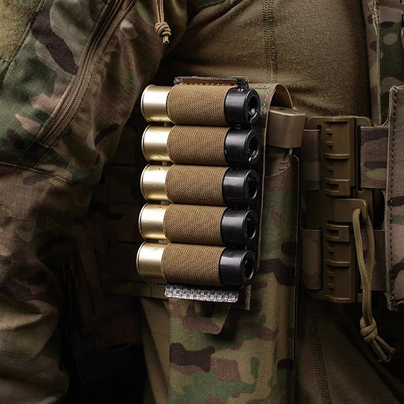 MOLLE Rifle 5.56mm Single Mag Pouch M4 AR15 Magazine Pouch, 5-Rounds Shotgun Shell Holder for 12 Gauge Shotshell Carrier Holder