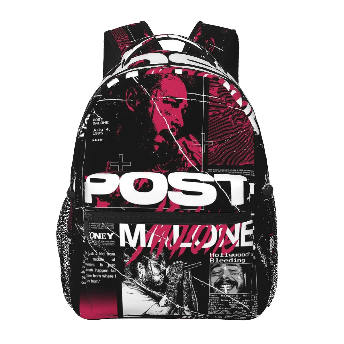 Post Malone European And American Street Rock Rapper Portrait Backpacks Boys Girls Bookbag School Bags Rucksack Shoulder Bag