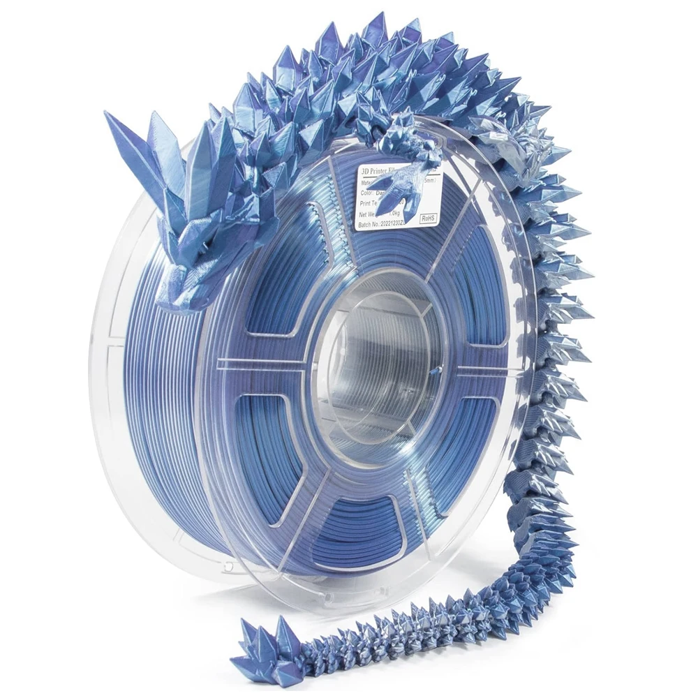 Filament d'impression 3D double couleur, 1Kg, soie PLA bleu argent 1.75MM, matériau d'impression soie PLA argent bleu 2 couleurs 200g