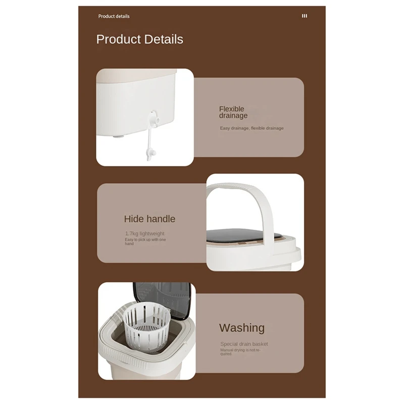 ミニ折りたたみ式家庭用洗濯機,回転式,ポータブル,乾燥,取り付けが簡単,9l